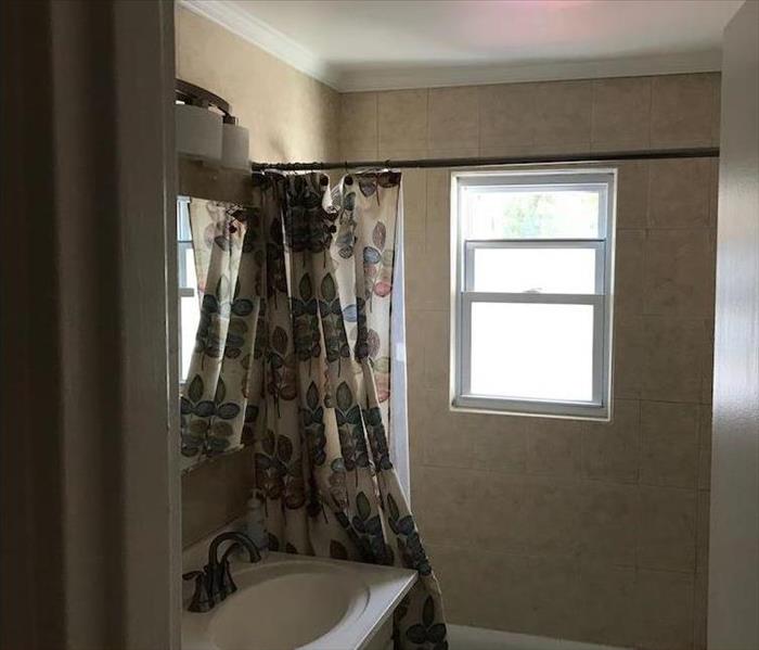 Bathroom with shower curtain 